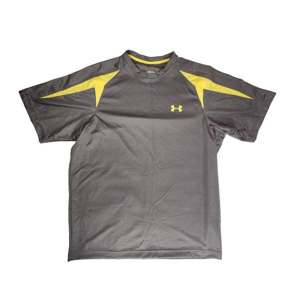 Under Armour HeatGear Grey Neon Athletic Shirt Size Medium - Picture 1 of 8